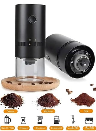 Portable Electric Coffee Grinder, Electric Coffee Grinder, Adjustable Coarseness, with Multiple Grind Settings for French Press Espresso, USB Rechargeable Travel Coffee Maker, Black - view 2