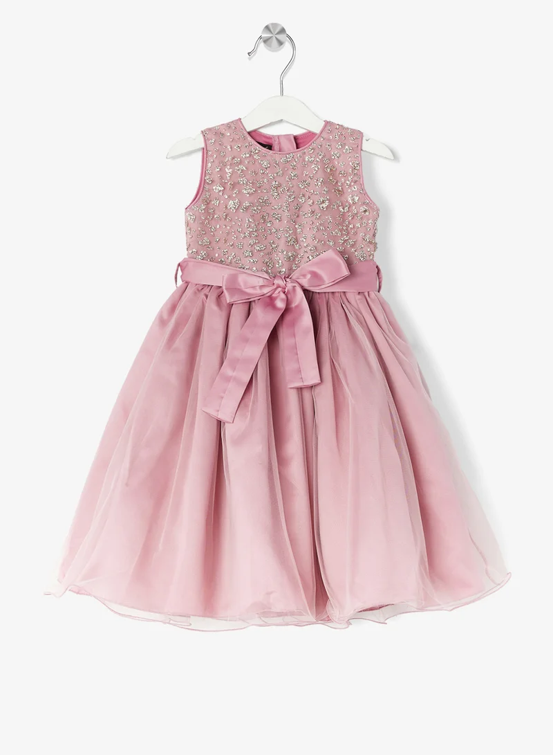 Little Golden Apple Embellished Sleeveless Dress