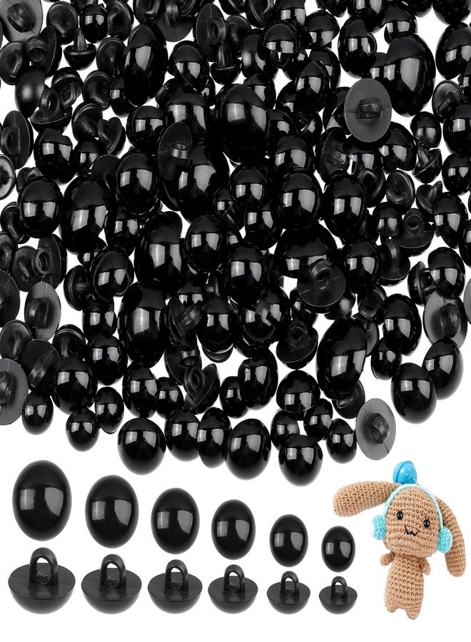 salbsever 320pcs Crochet Eyes for Animals Sew On Safety Eyes Plastic Mushroom Domed Sewing Crafting Eyes Round Buttons Black 8mm to 15mm Flatback Button Beads for DIY Bear Stuffed Animals Crochet Making - Image 1
