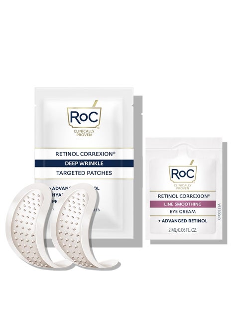 RoC Retinol Correxion Deep Wrinkle Non-Invasive Targeted Patches with Hyaluronic Acid + Firming Peptides for Forehead and Between Eyes 11 Lines, Crow’s Feet and Laugh Lines