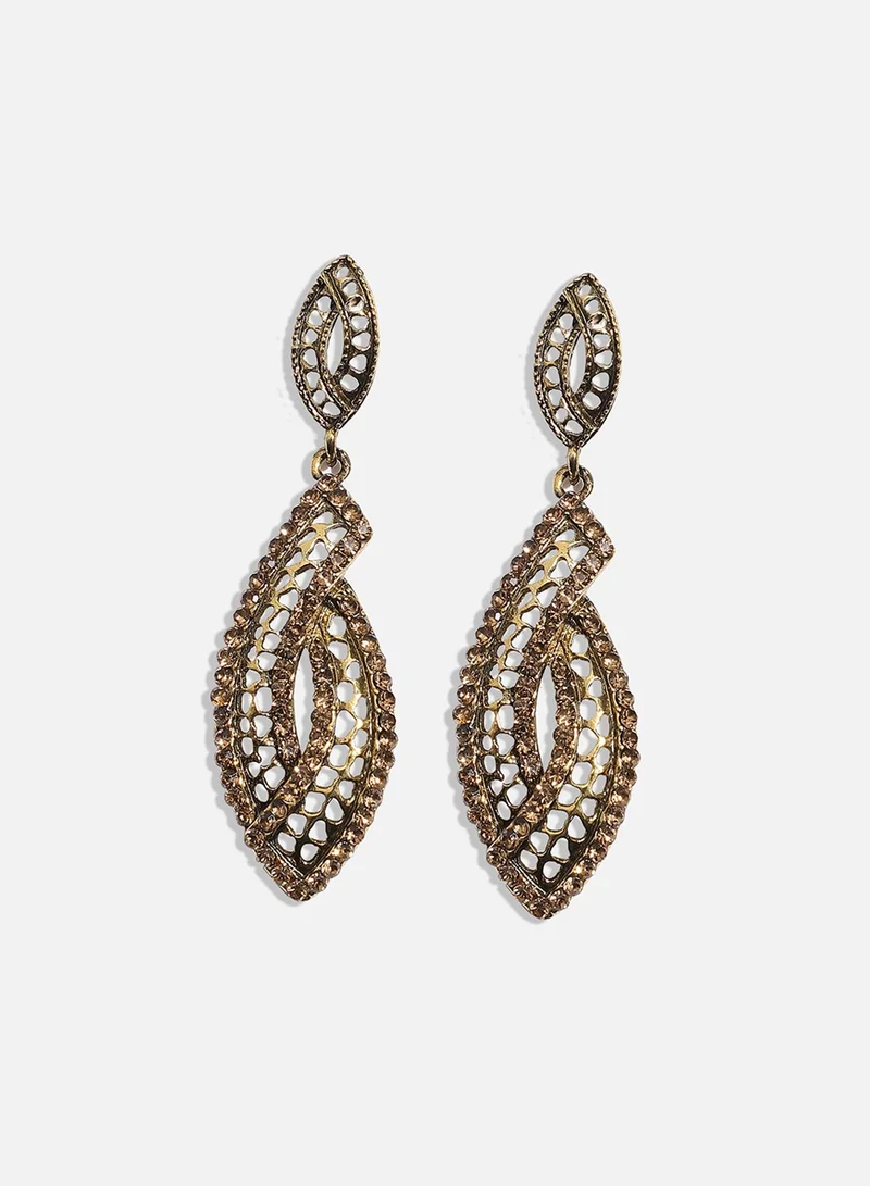 SOHI Metallic Abstract Drop Earrings
