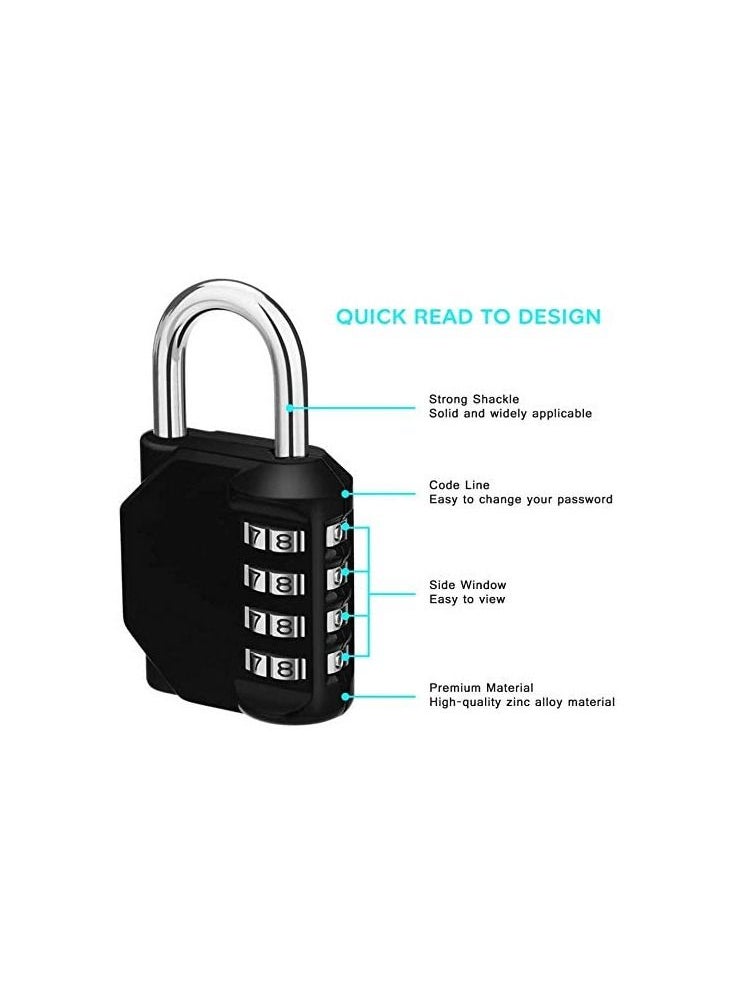SYOSI Combination Lock, Security Weather Proof 4-Digit Combination Padlock Outdoor for School and Gym Locker, Outdoor, Fence, Hasp, Storage Case, Toolbox and Shed - 2Pcs