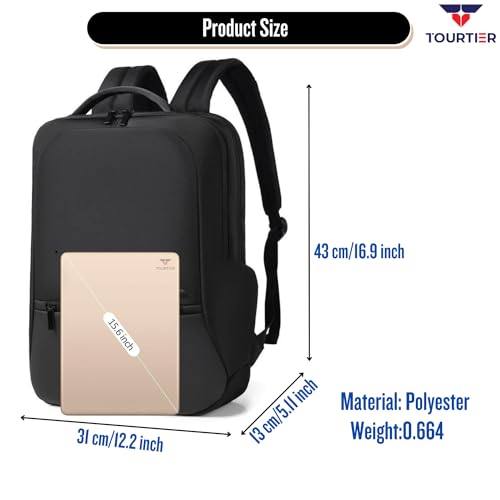 TOURTIER Multifunctional Laptop Bag, Casual Men's Backpack for Business, Travel, School, College, Computer (DESIGN-1, BLACK) - Image 2