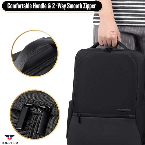 TOURTIER Multifunctional Laptop Bag, Casual Men's Backpack for Business, Travel, School, College, Computer (DESIGN-1, BLACK) - Image 5