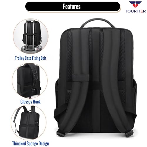 TOURTIER Multifunctional Laptop Bag, Casual Men's Backpack for Business, Travel, School, College, Computer (DESIGN-1, BLACK) - Image 4