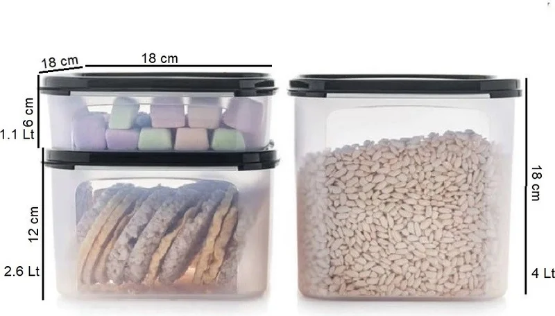 Tupperware Oval Modular Set of 3 Dry Food Storage Containers Hsgl