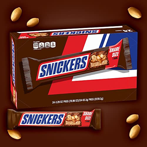 Snickers حلوى سنيكرز بار شوكولاتة بالحليب حجم المشاركة عبوة كبيرة 329 أونصة عبوة من 24 - Image 5