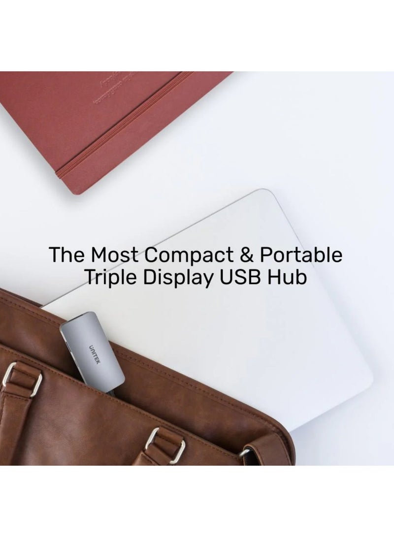 يوني تيك محور UNITEK uHUB P5 Trio 5 في 1 USB-C مع MST لثلاث شاشات، 100 واط توصيل الطاقة، ونقل بيانات سريع - Image 3