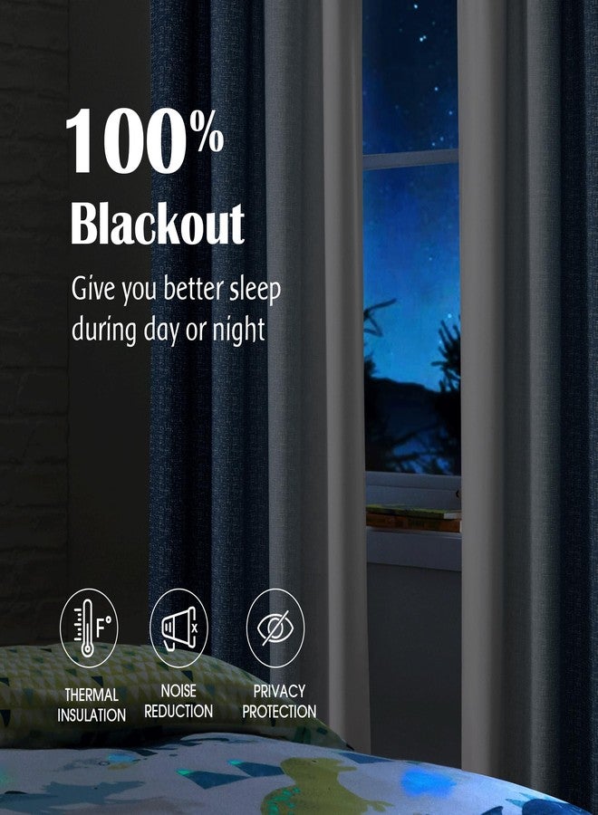 Geomoroccan Ombre 100% Blackout Curtains 84 Inch Length 2 Panels for Bedroom Living Room Blue White Gradient Patterned Room Darkening Thermal Insulated Grommet Window Treatment Drapes,50x90, 2 Set - Image 2