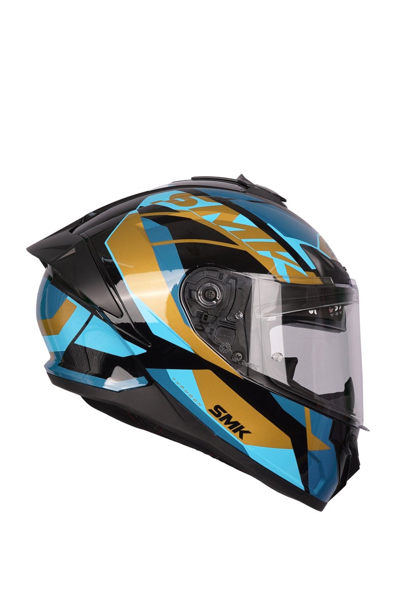 SMK Typhoon Style Full Face Helmet GL 275 Blue & Gold,70016 - Image 1