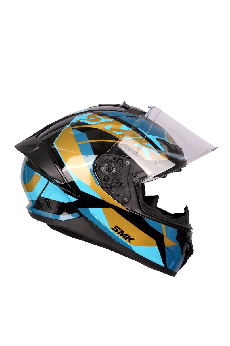 SMK Typhoon Style Full Face Helmet GL 275 Blue & Gold,70016 - Image 2