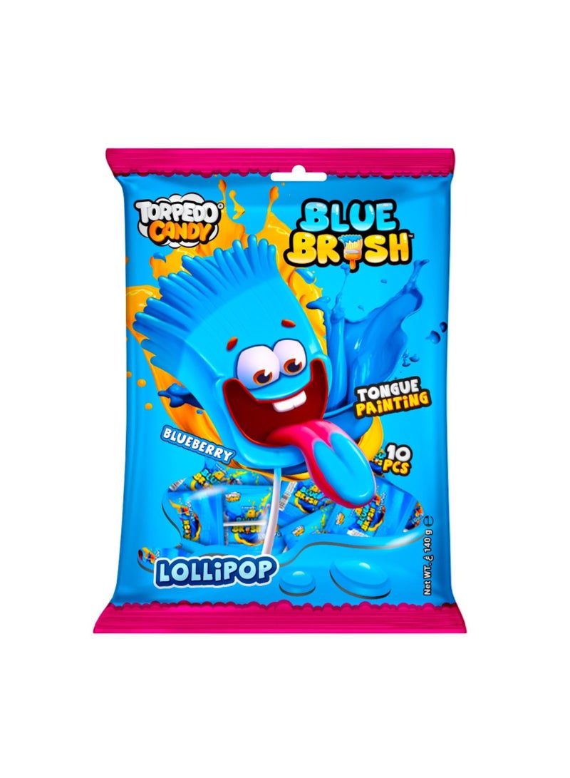 Torpedo Candy Blue Brush Blueberry Lollipop - Image 1