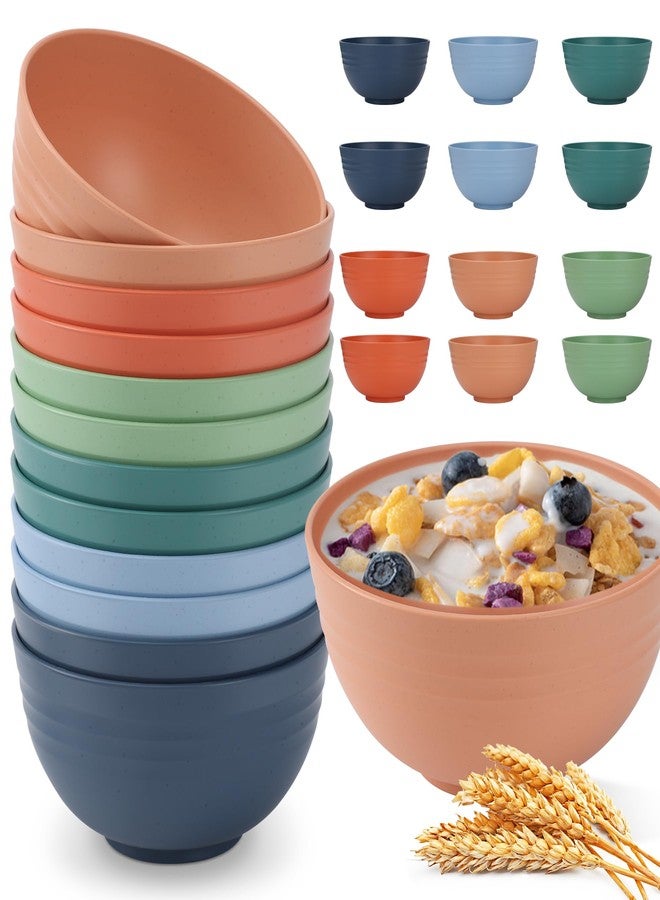 HOTEC 12-PACK BPA Free Unbreakable Plastic Cereal Bowls - Microwave & Dishwasher Safe Soup Salad Camping Bowls, 26OZ, Multicolor - Image 1
