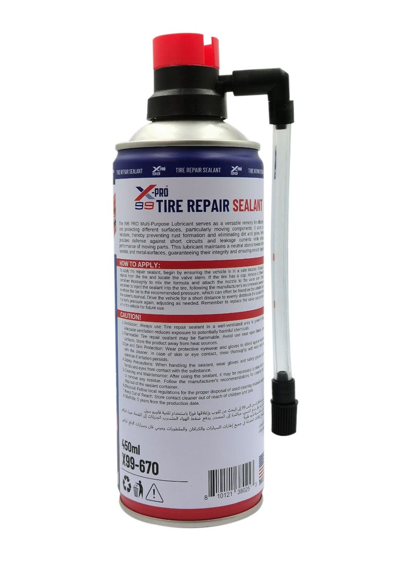 Xpro Tire Repair Sealant - Fast-Acting Puncture Fix, Ideal for Cars, Bikes, and Motorcycles, 450ml - Image 2