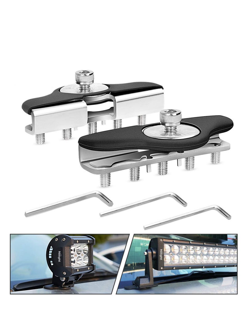 Excefore Led Light Bar Mounting Brackets, 2pcs Universal Hood Led Work Light Led Pods Mount Bracket Clamp Holder for Suv Truck off Road Installed No Need Drilling - Image 1