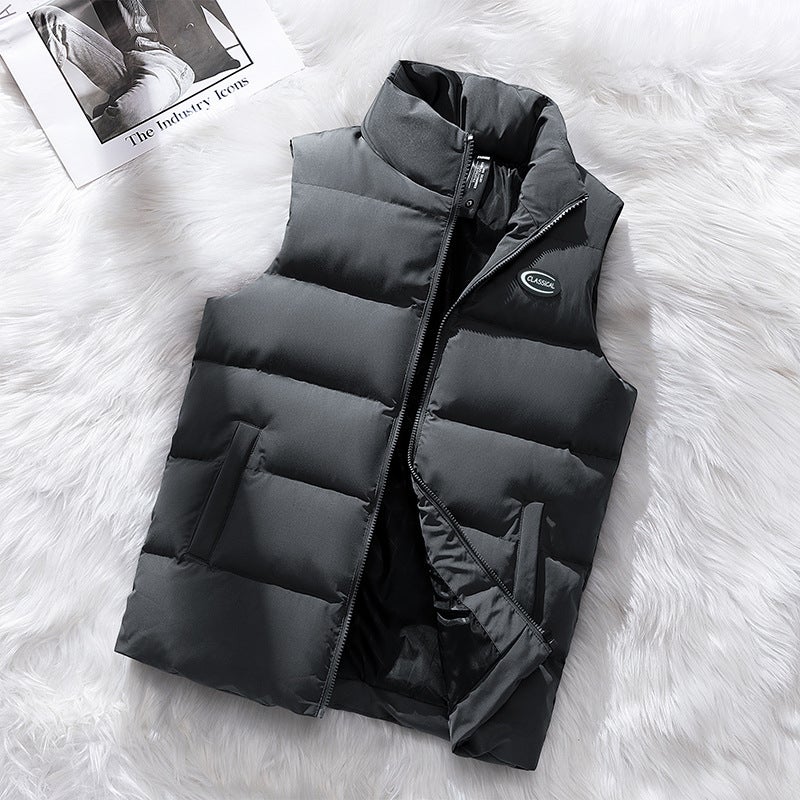 Men'S Vest Down Cotton Large Size Fat Waistcoat Loose Handsome Outer Wear Vest Cold-Proof Warm Vest Tide - Image 3