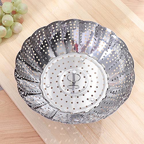 Ameedarshan Foldable Stainless Steel Vegetable Fruit Steamer Punching Food Drain Bowl Basket Multi-functional Kitchen Tools Retractable - Image 4