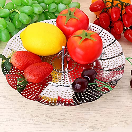 Ameedarshan Foldable Stainless Steel Vegetable Fruit Steamer Punching Food Drain Bowl Basket Multi-functional Kitchen Tools Retractable - Image 5