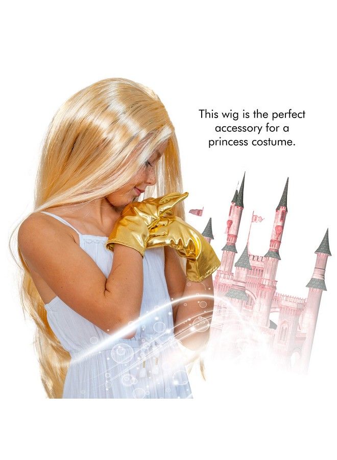 Skeleteen Long Blond Princess Wig Blonde Kids Pretend Play Costume Accessories Princess Wigs For Children - Image 5