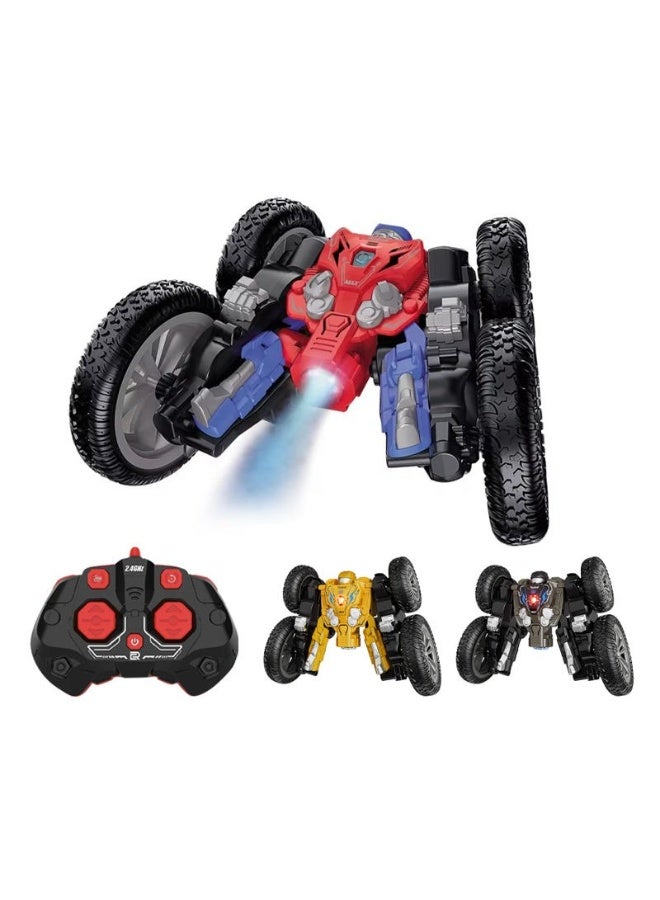 Remote Controlled Transforming Stunt Robot Car - 4WD RC Drift Car with 360° Tumbling & Spinning - One-Touch Cold Steam Spray with LED Light Show & Sound - Rechargeable Toy for Kids & Adults (Red/Blue) - Image 5