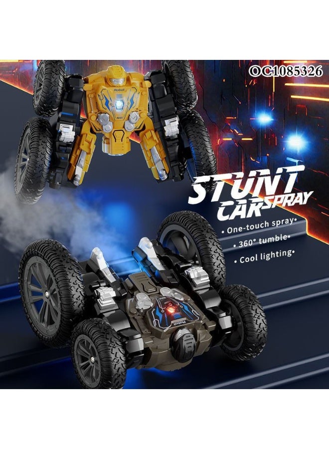 Remote Controlled Transforming Stunt Robot Car - 4WD RC Drift Car with 360° Tumbling & Spinning - One-Touch Cold Steam Spray with LED Light Show & Sound - Rechargeable Toy for Kids & Adults (Red/Blue) - Image 4