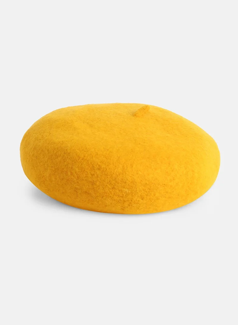Haute Sauce Solid Beret Hat - Yellow