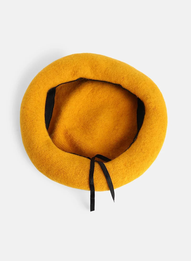 Haute Sauce Solid Beret Hat - Yellow