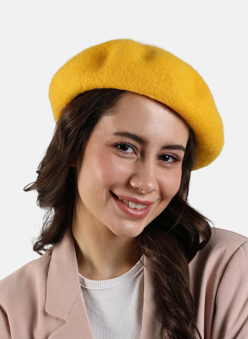 Haute Sauce Solid Beret Hat - Yellow