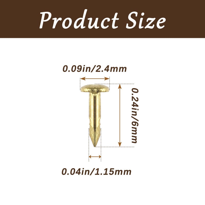 BokWin 200 Pcs Tiny Brad Nails 1.2x6mm Brass String Art Nails Wood Finish Nails for DIY Pictures Boxes Decorative Household Accessories - Image 2