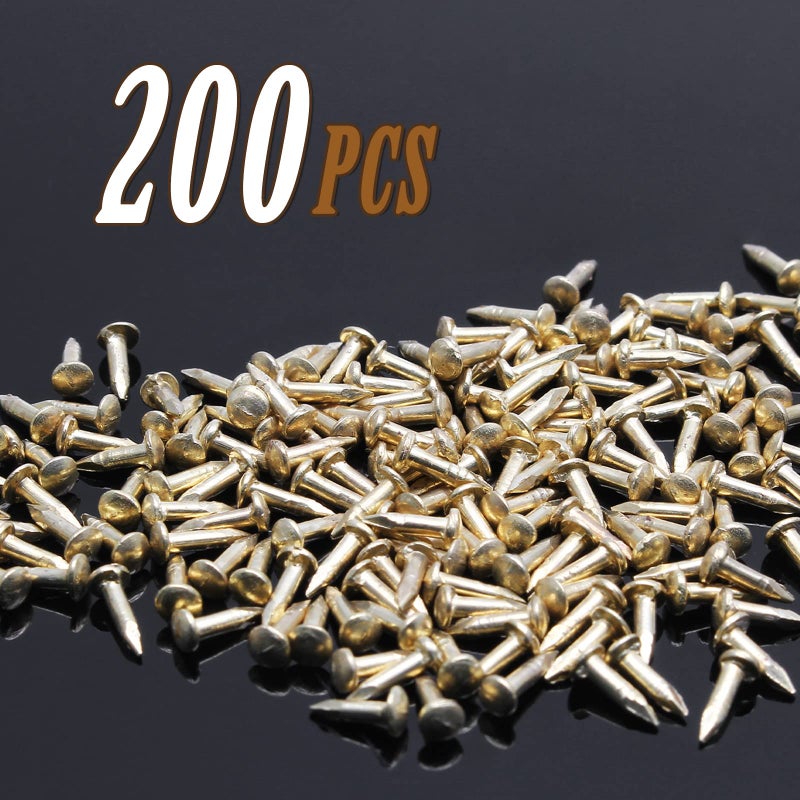 BokWin 200 Pcs Tiny Brad Nails 1.2x6mm Brass String Art Nails Wood Finish Nails for DIY Pictures Boxes Decorative Household Accessories - Image 4