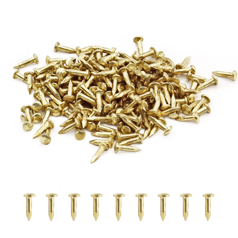 BokWin 200 Pcs Tiny Brad Nails 1.2x6mm Brass String Art Nails Wood Finish Nails for DIY Pictures Boxes Decorative Household Accessories - Image 1