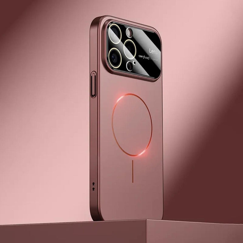 إيروريكس جراب هاتف ماج سيف فروستد من البولي كربونات مع نافذة كبيرة لهاتف آيفون 15 برو ماكس (أحمر نبيذي) - Image 1