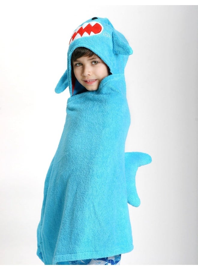 ZOOCCHINI 100 Percent Cotton Kids Hooded Towel, Sherman The Shark - Image 2