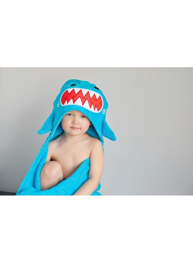 ZOOCCHINI 100 Percent Cotton Kids Hooded Towel, Sherman The Shark - Image 3