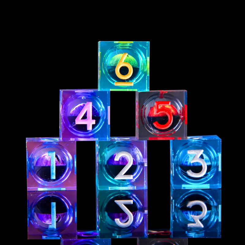 FTNNGIME 6 Pcs D6 DND Dice Dragon Eye 18mm Liquid Core 6 Sided DiceColored Dice Set Resin Sharp Edge DD for Dungeons and Dragons RPG Board Games - Image 3