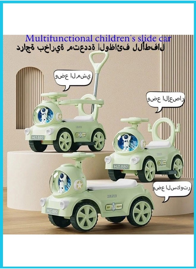 Berma Baby سيارة ركوب للأطفال، سيارة أطفال مزودة بموسيقى وقضيب أمان ومقبض دفع للأطفال الصغار، لعبة سيارة للأطفال مع عجلات فلاش بولي يوريثان وموسيقى (ترقية ضوء الموسيقى الأخضر)  - Image 5
