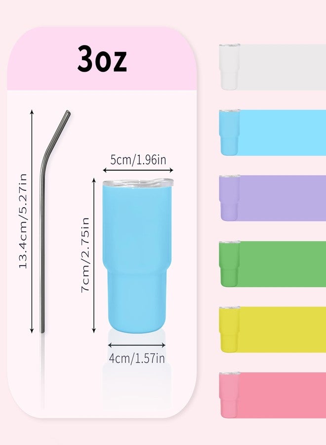 JUSONEY 3oz Mini Tumbler Shot Glass with Straw and Lid,Sublimation Shot Glasses Tumblers Stainless Steel Double Wall Vacuum Insulated Shot Glass for Party Wedding BarCocktail Coffee - Image 2