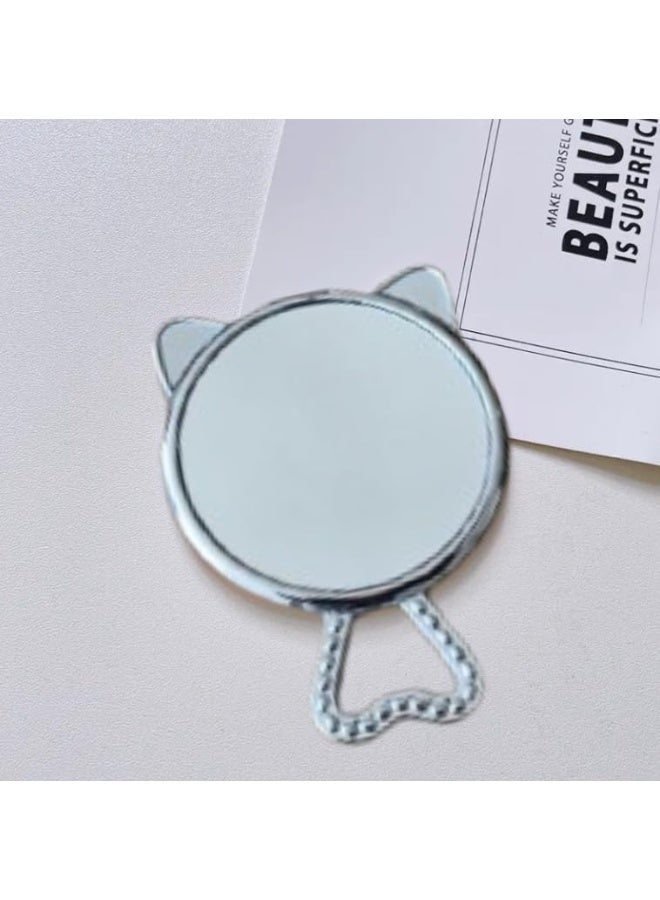 Generic Makeup Handle Face Premium Mirrors – Compact Mirror with Glitter Water Cat Design – Portable Small Pocket Makeup Mirror for Purses and Travel – Ideal for Kids, Women, and Girls - Image 1