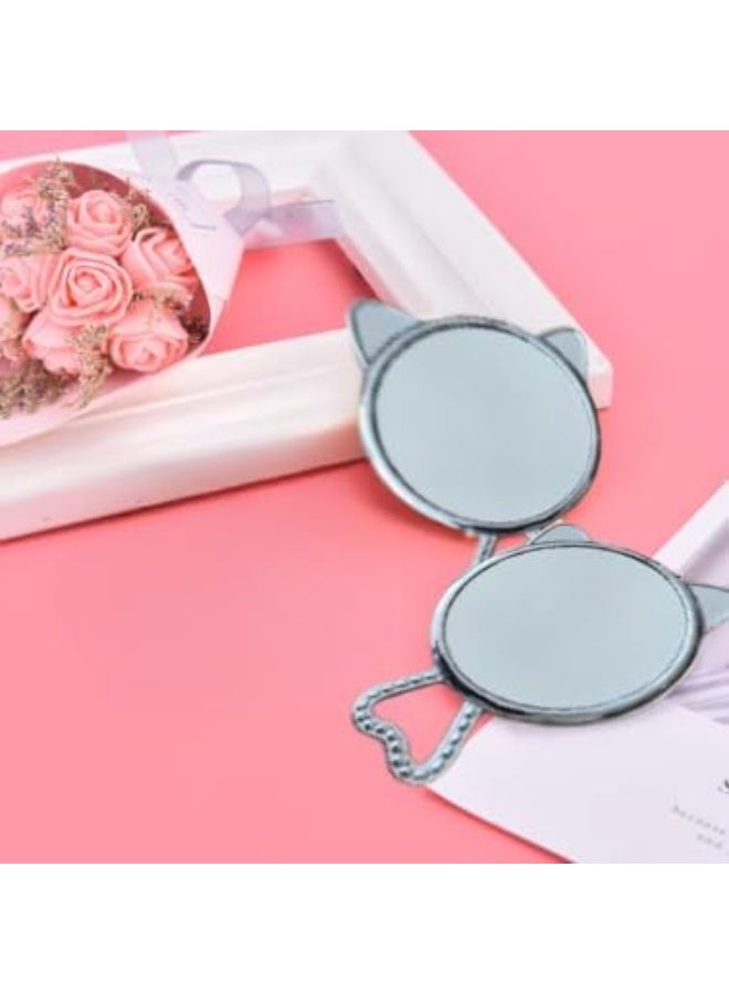 Generic Makeup Handle Face Premium Mirrors – Compact Mirror with Glitter Water Cat Design – Portable Small Pocket Makeup Mirror for Purses and Travel – Ideal for Kids, Women, and Girls - Image 4