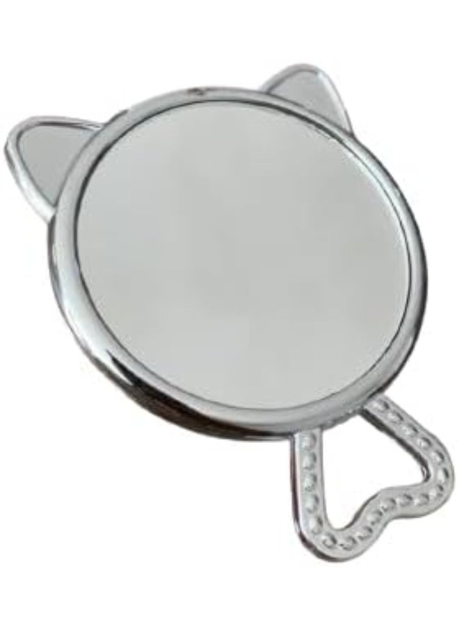 Generic Makeup Handle Face Premium Mirrors – Compact Mirror with Glitter Water Cat Design – Portable Small Pocket Makeup Mirror for Purses and Travel – Ideal for Kids, Women, and Girls - Image 3
