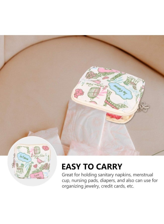 klarako Portable Sanitary Napkin Storage Bag for Purse, Cotton Menstrual Pads Pouch with Zipper for Teen Girls for School （ 1PCS ）  - Image 3