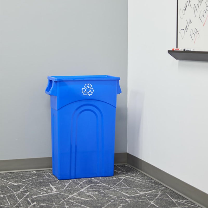 United Solutions Highboy Recycling Container, 23 Gallon, Space Saving Slim Profile and Easy Bag Removal for Indoor or Outdoor use, Recycle Blue - Image 4