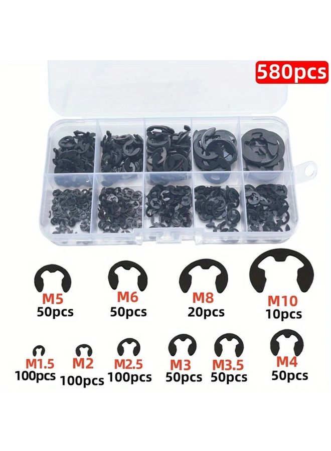 120pcs Carbon Steel E Clip Washer Combo Kit Circlip Retaining Ring for Shaft Fasteners - Image 3