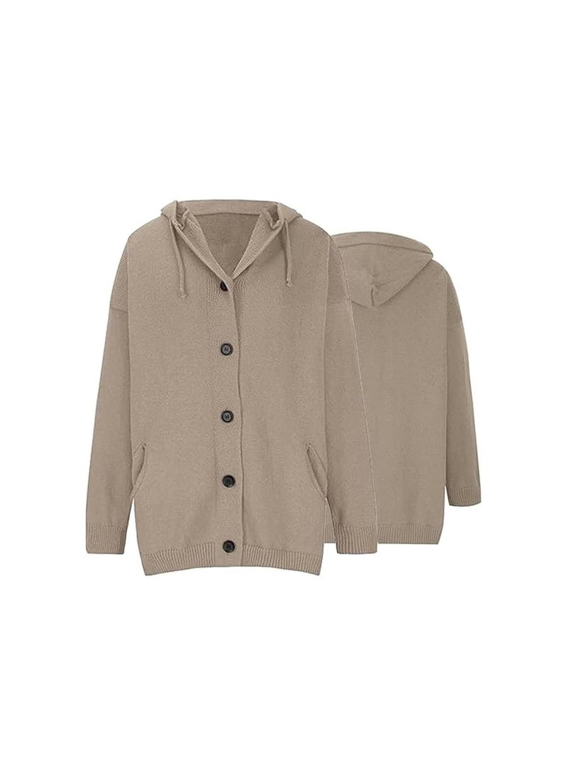 silvercnc 2024 Premium on Down Hooded Knitted Cardigan, Cable Knit Chunky Tops Warm Winter Coats with Pockets for - Image 5