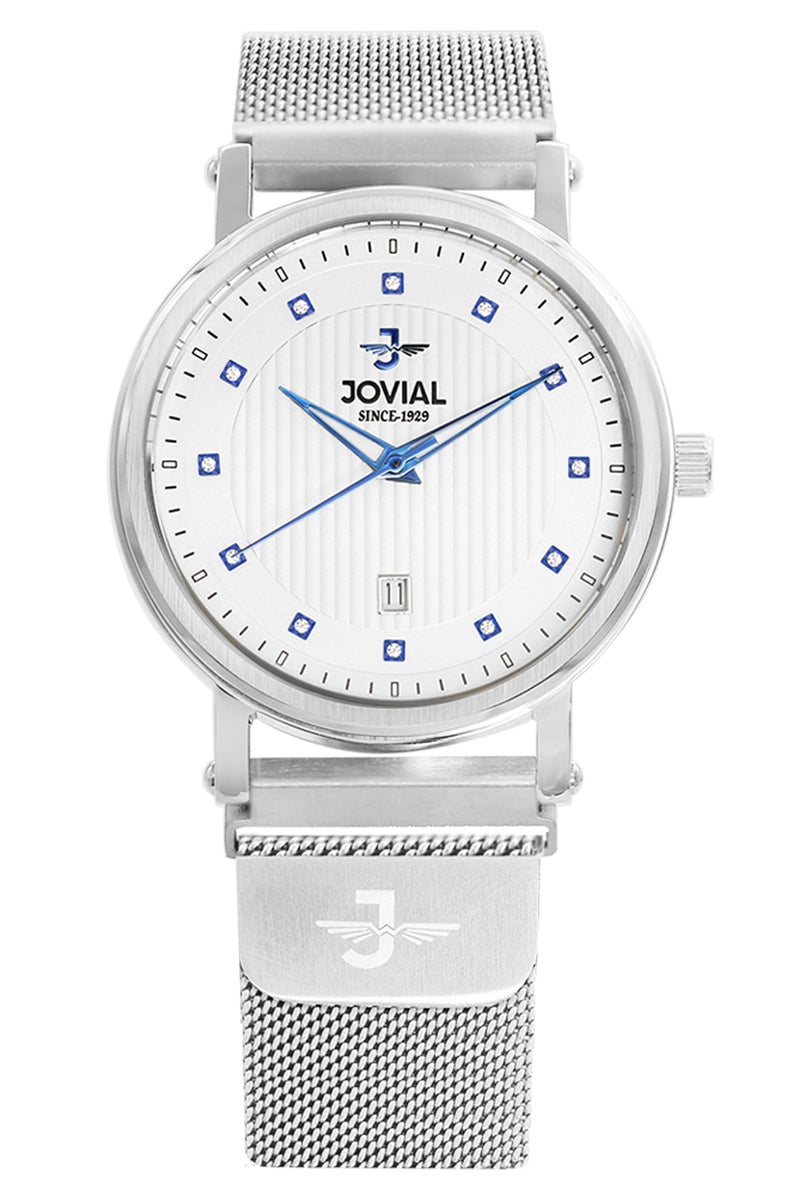 Jovial JOVIAL 5083GSMQ01E Men's Watch, Mesh Band, Magnetic Buckle, White Dial, Water Resistant, Analog, 40MM - Image 1