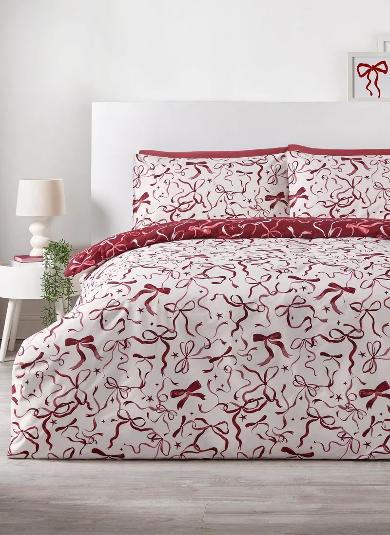 Matalan Burgundy Bow Duvet Set