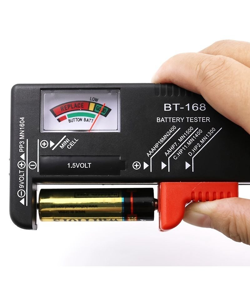 مختبر بطارية عالمي أسود لبطاريات AA AAA C D 9V 1.5V مع مؤشرات متر ملونة لفحص سريع - Image 2