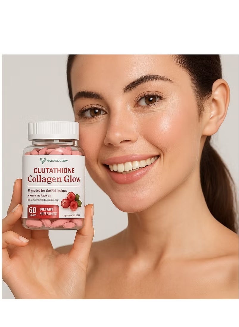 NATURE GLOW Nature Glow Collagen Glow with Glutathione | 60 Gummies | Skin Whitening, Anti-Aging, Cranberry Flavored Supplement | Best Price Egypt