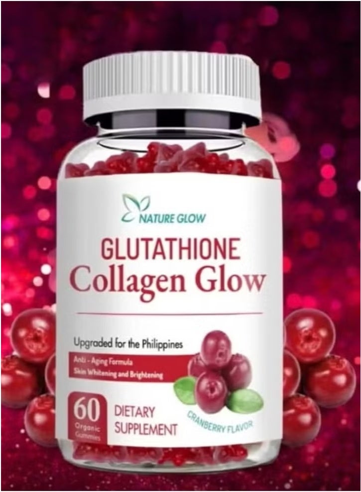Nature Glow Collagen Glow with Glutathione | 60 Gummies | Skin Whitening, Anti-Aging, Cranberry Flavored Supplement - Image 2