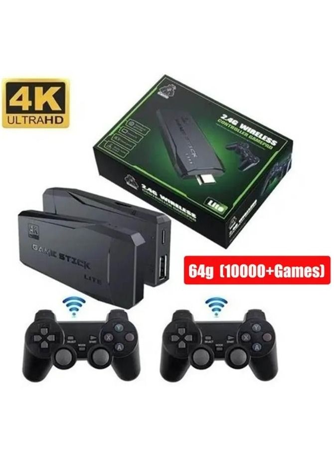 4K HD video game console, dual 2.4G wireless controllers, plug-and-play video game stick, built-in 10,000 games, retro handheld game console  - Image 1